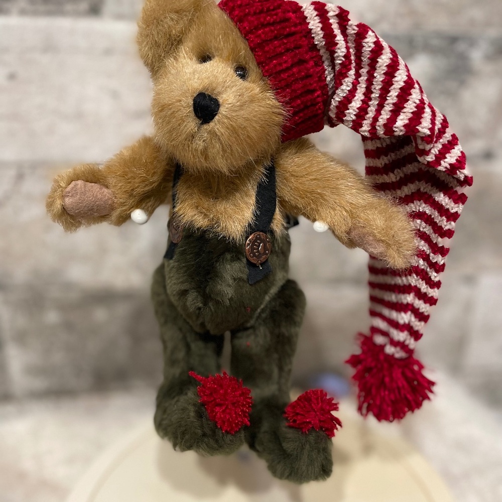 ❤️ BOYDS BEAR CHRISTMAS ELF STRIPED HAT BEAR